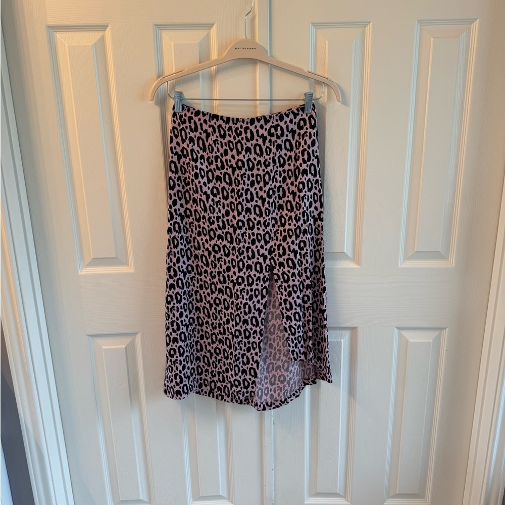 Maje Purple Leopard Midi Skirt with Slit - Picture 2 of 6